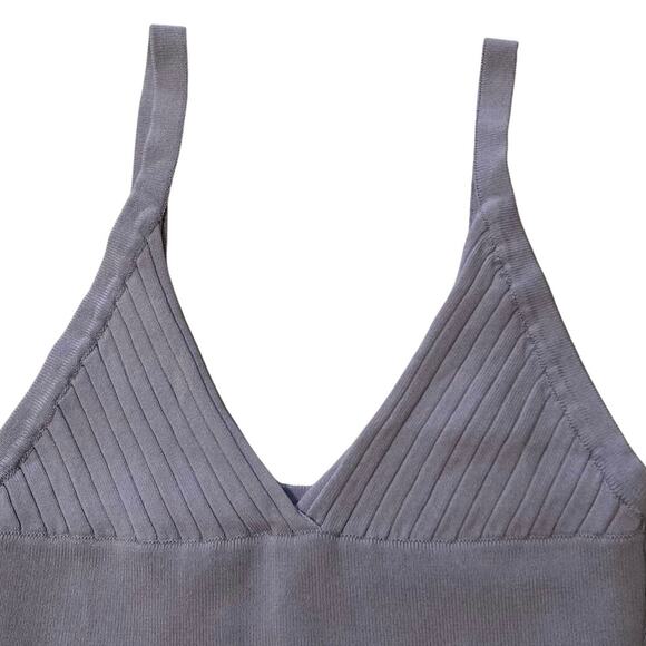 Zara Purple Crop Tank Top Small Stretch Fabric Deep V-neck Thin Shoulder Straps - Picture 2 of 12